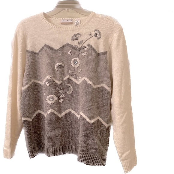 Alfred Dunner Cream and Grey Sweater Size 1X (H7) - Picture 1 of 4